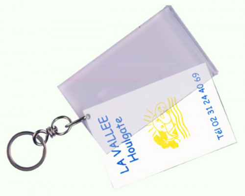 Porte-clés plastique transparent 9x5,5 cm