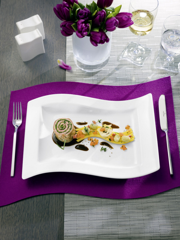 Assiette gourmet rectangulaire ivoire porcelaine 33x24 cm New Wave Villeroy & Boch