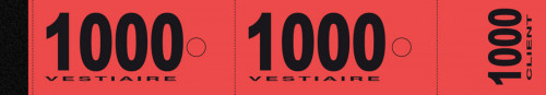Numéro de vestiaire rouge papier 20x3 cm (1000 pièces)