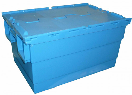 Bac spécial assiettes Avec couvercle bleu plastique 40x30x31 cm 25 L fond plein parois pleines