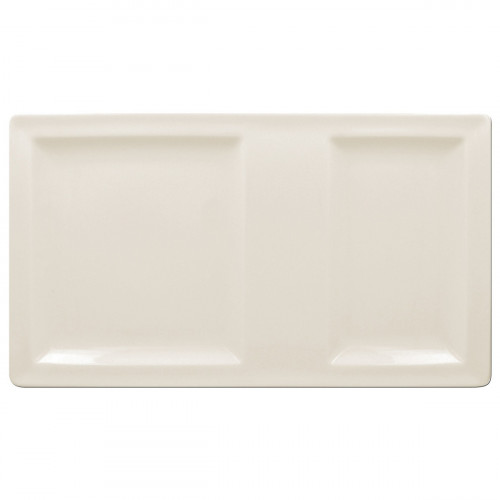 Assiette à compartiments rectangulaire ivoire porcelaine vitrifiée 37x21 cm Classic Gourmet Rak