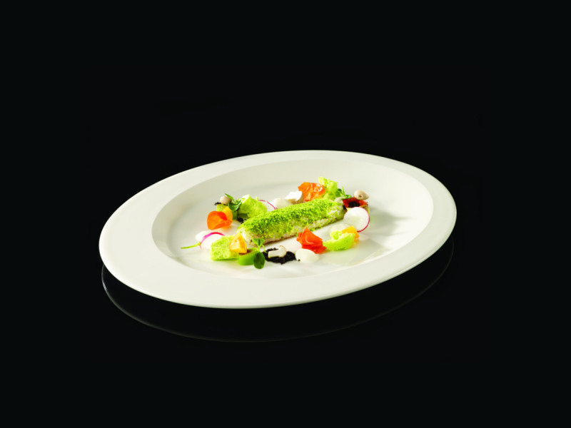 Plat ovale ivoire porcelaine vitrifiée 36,2 cm Giro Rak