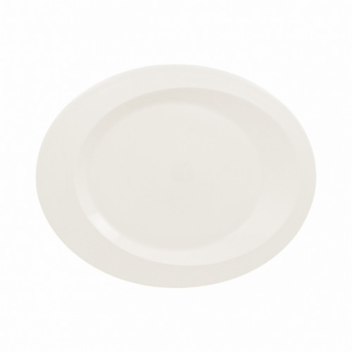 Assiette plate ovale ivoire porcelaine vitrifiée 34,2x27,3 cm Giro Rak