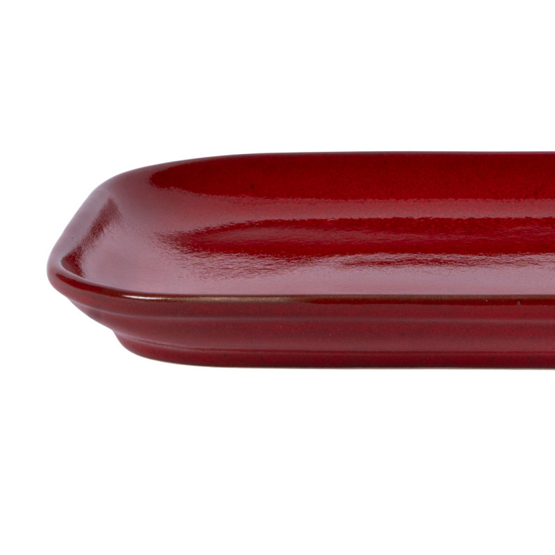 Assiette à steak rectangulaire rouge grès émaillé 34,5x23,5 cm Gres Couleur Pro.mundi