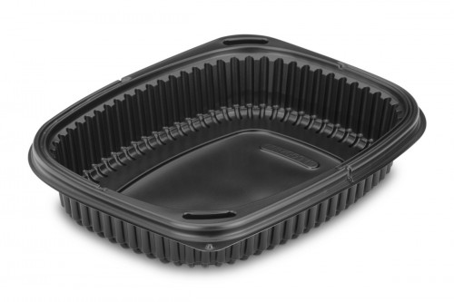 Barquette rectangulaire noir 21,5x17x9 cm 80 cl Cookipack Alphaform (40 pièces)