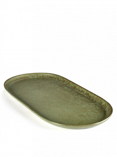 Assiette plate ovale camogreen grès 35,5x17 cm Surface Serax