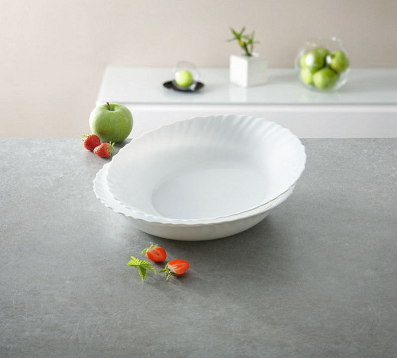 Plat creux rond blanc verre opal Ø 28 cm Feston Luminarc