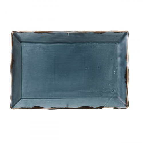 Assiette plate rectangulaire bleu porcelaine vitrifiée 28,5x18,7 cm Harvest Dudson