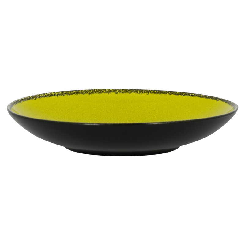 Assiette coupe creuse rond vert porcelaine vitrifiée Ø 22,2 cm Fire Rak