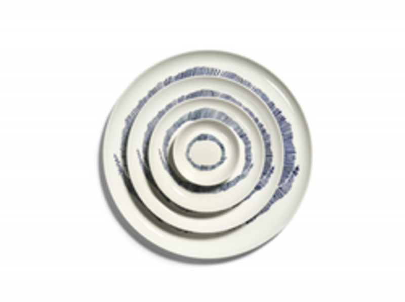 Plat rond blanc swirl - stripes bleu grès émaillé Ø 11,5 cm Feast By Ottolenghi Serax