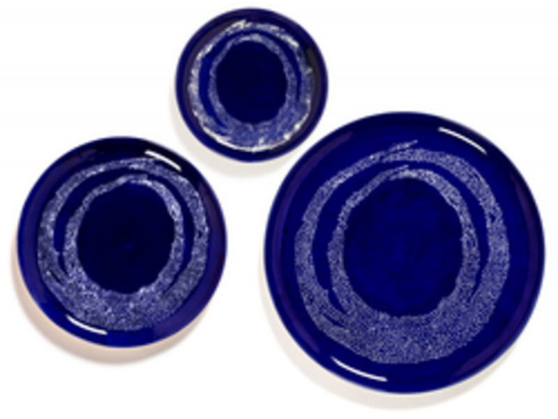 Assiette plate rond lapis lazuli swirl - points blancs grès émaillé Ø 26,5 cm Feast By Ottolenghi Serax