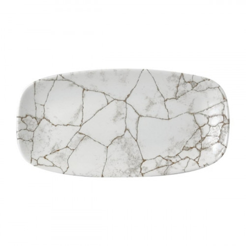 Assiette coupe plate rectangulaire Agate grey porcelaine 35,5x18,9 cm Kintsugi Churchill
