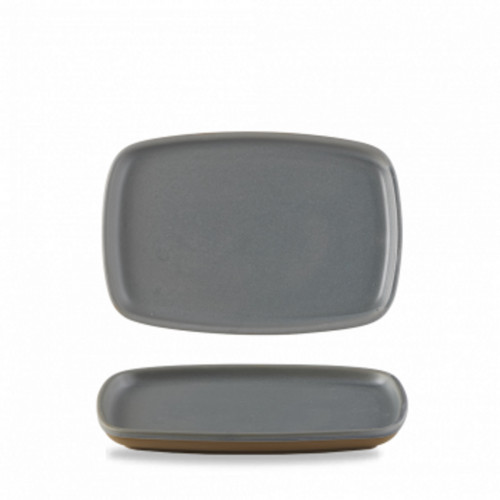Assiette à partager rectangulaire gris porcelaine 22x15 cm Emerge Churchill