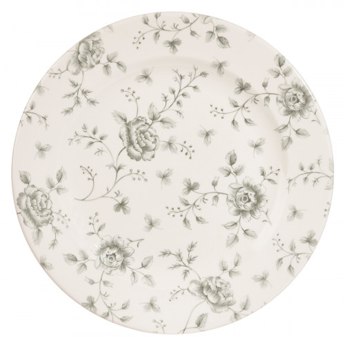 Assiette plate rond Rose Chintz Gris porcelaine Ø 30,5 cm Vintage Prints Churchill