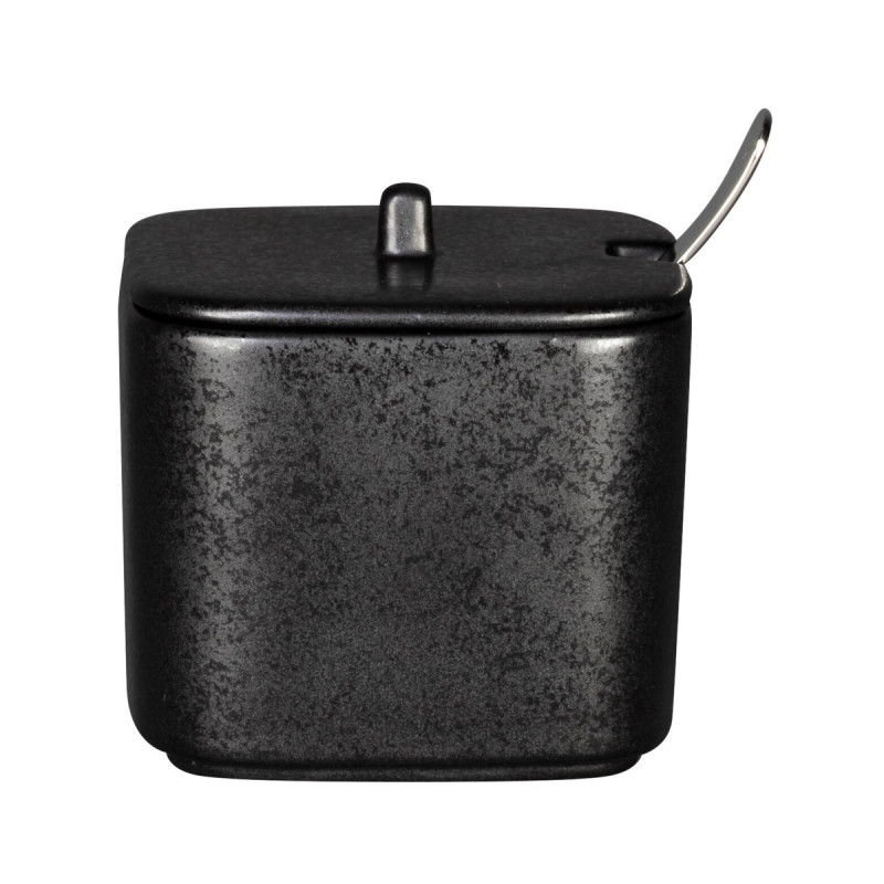 Couvercle pour sucrier carré noir porcelaine 8 cm Fractal Rak