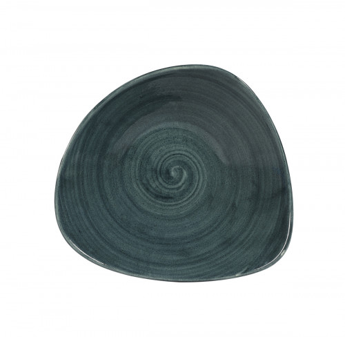Assiette plate triangulaire Rustic Teal porcelaine vitrifiée 22,9 cm Stonecast Patina Churchill