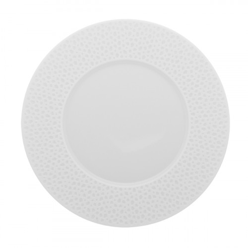 Assiette à dessert rond blanc porcelaine Ø 24,4 cm L' Perles De Rosee Blanches Degrenne