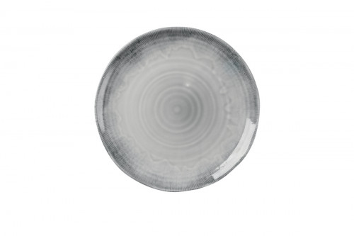 Assiette plate organique bleu porcelaine vitrifiée Ø 27 cm Flux Grey Dudson