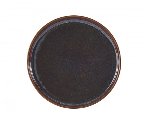 Assiette plate rond Marron Bleu grès émaillé Ø 17 cm Amber Accolade