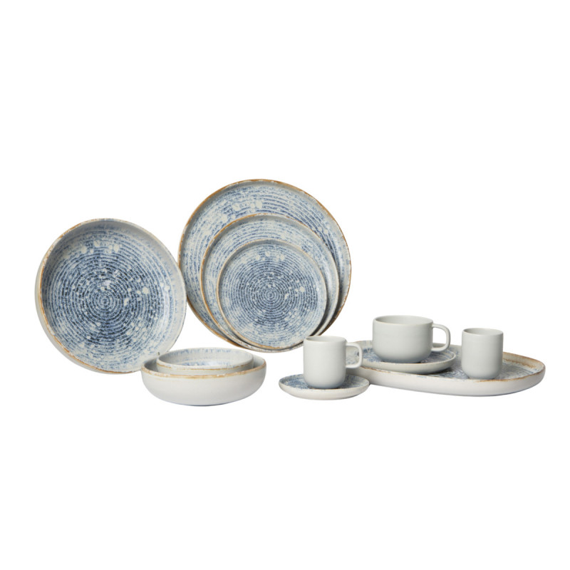 Sous tasse à thé rond bleu grès émaillé Ø 14 cm Ice Accolade
