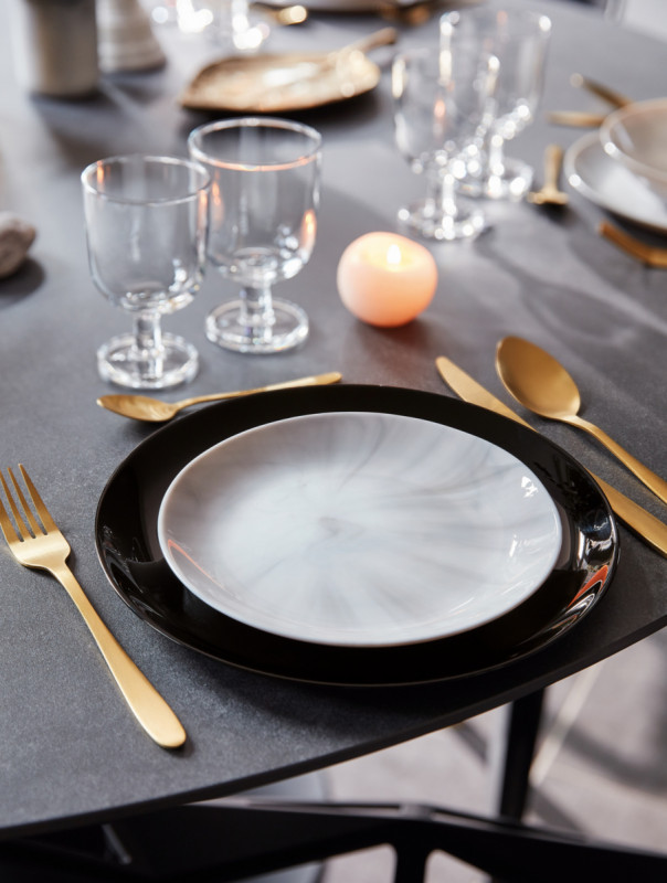 Assiette coupe plate rond gris verre opal Ø 19 cm Diwali Luminarc