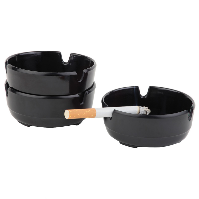 Set de 3 cendriers rond noir Ø 7,8 cm 3 cm Mini Aps