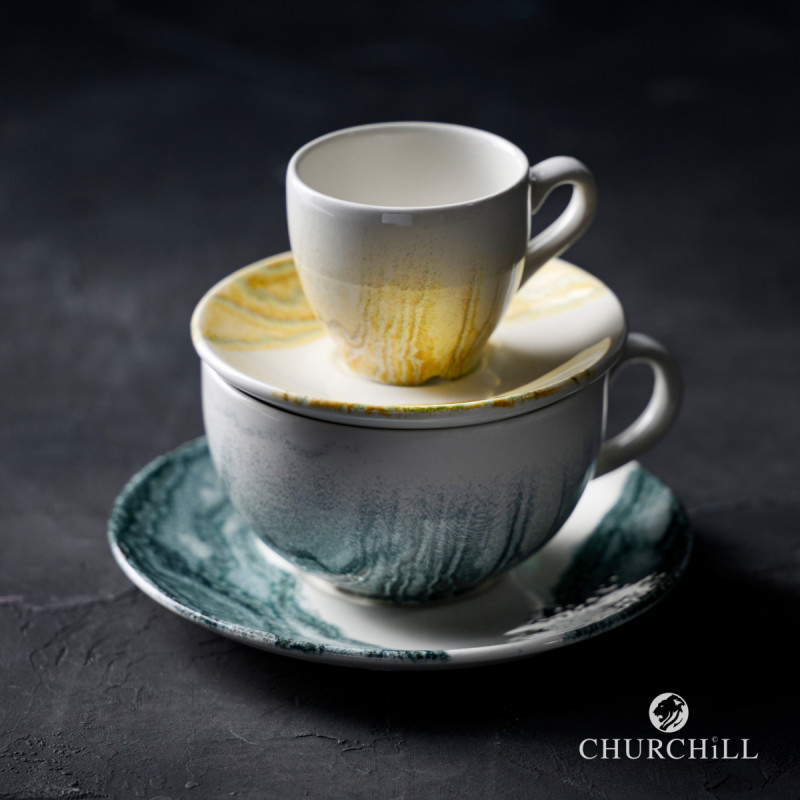 Sous-tasse à cappuccino / thé rond Gold porcelaine vitrifiée Ø 15 cm Tide Churchill