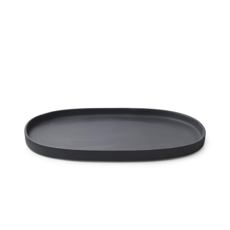 Assiette plate ovale noir porcelaine 35,5x21,8 cm Caractère Revol