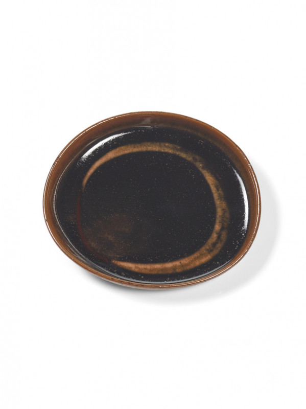 Sous tasse ovale Brown grès émaillé 13 cm Out Of Lines Serax