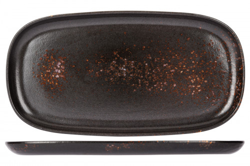 Plat rectangulaire noir porcelaine 40 cm Etna Proof
