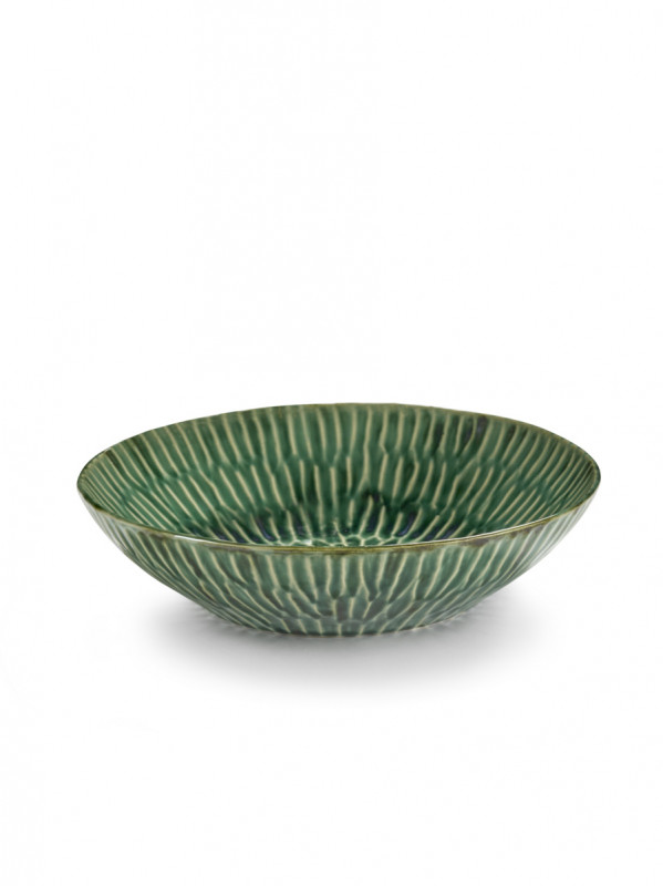 Plat de présentation rond vert grès émaillé 26 cm Ø 26 cm Verde Lanza Serax