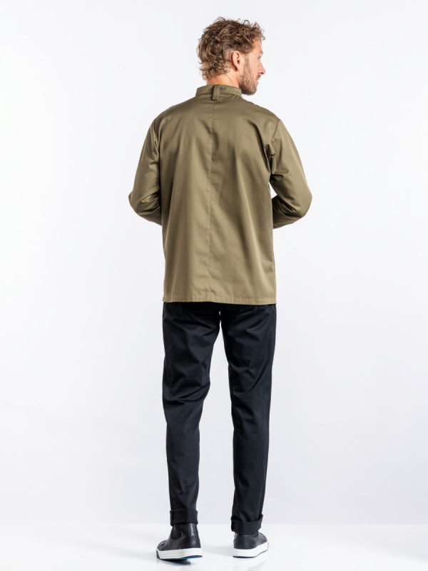 Veste de cuisine manches longues olive S Sabor Chaud Devant